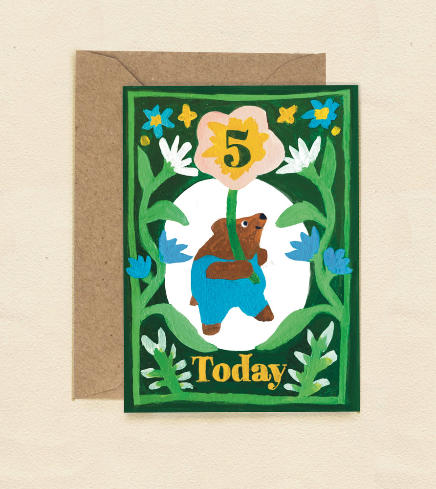 5 Today Bear Greetings Card