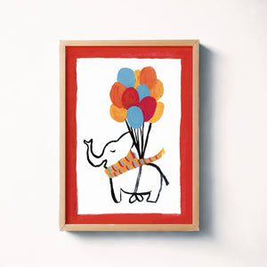 Elephant Balloons Art Print / Poster Print