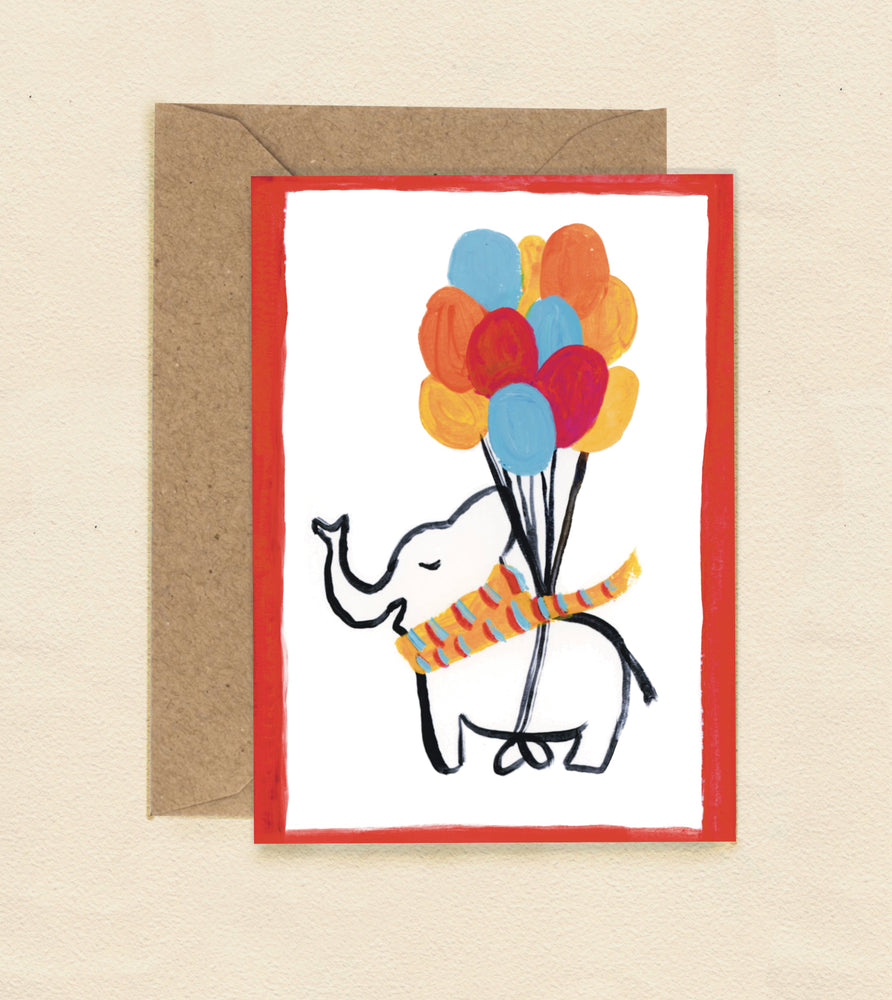Elephant Balloons Greetings Card